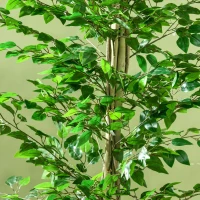 Outsunny Arbre Artificiel Plante Artificiel Banyan Hauteur 1,8 m Tronc Branches Liane Lichen Feuilles Grand réalisme Pot Inclus(m-7)