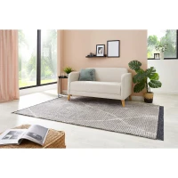 HOMCOM Hochflorteppich mit Fransen Hell-Grau 170 x 120 x 2,1 cm(m-2)
