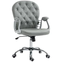 Vinsetto Office Chair Ergonomic 360° Swivel PU Diamante Padded Base 5 Castor Wheels for Home Work Grey(m-1)