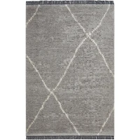 HOMCOM Hochflorteppich mit Fransen Hell-Grau 170 x 120 x 2,1 cm(m-1)