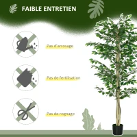 Outsunny Arbre Artificiel Plante Artificiel Banyan Hauteur 1,8 m Tronc Branches Liane Lichen Feuilles Grand réalisme Pot Inclus(m-6)
