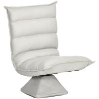 HOMCOM Sessel, drehbar, neigbare Rücklehne, Lederoptik, Stahlrahmen, hellgrau, 62 x 70 x 95 cm(m-10)