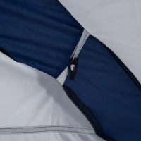 Outsunny Tenda da Campeggio 4-5 Posti con 4 Porte a Cerniera, Zanzariera e Gancio, 350x350x230cm, Bianca e Blu(m-9)