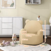 AIYAPLAY Kids Armchair, Bear Shaped Toddler Chair for Bedroom Playroom Living Room, Aged 18 Months to 3 Years - Khaki(m-3)