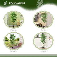 Outsunny Arbre Artificiel Plante Artificiel Banyan Hauteur 1,8 m Tronc Branches Liane Lichen Feuilles Grand réalisme Pot Inclus(m-4)