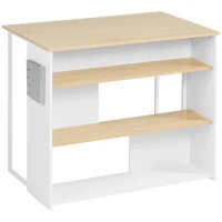 HOMCOM Kücheninsel, klappbare Arbeitsplatte, Messerhalter, 3 Regalfächer, Eichenoptik, 105 x 65 x 90 cm(m-10)