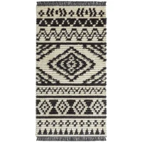 HOMCOM Hochflorteppich mit Fransen Beige-Schwarz 150 x 80 x 2,1 cm(m-1)