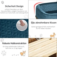 PawHut Hundesofa mit Rückenlehne Haustiersofa mit Metallbeinen Hundebett Weichem Bezug Katzensofa Metall Blau+Gold 63,5 x 43 x 24,5 cm(m-6)