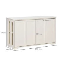 HOMCOM Küchenschrank Sideboard mit 2 Einlegeböden Schiebetüren Kommode verstellbaren Ablagen Aufbewahrungsschrank Kippsicheres Design gute Belüftung MDF Weiß 106,5x33x63 cm(m-3)