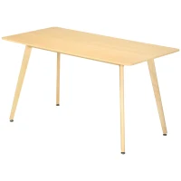 HOMCOM Esstisch, Küchentisch, Tischplatte in Holzoptik, Beine aus Buchenholz, 140 x 70 x 75 cm(m-10)