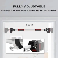 SPORTNOW Doorway Pull Up Bar, No Screws Door Frame Chin Up Bar, Adjustable Length (75-92cm) for Home Gym Workout, Max Load 200kg(m-4)