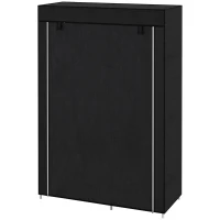 HOMCOM Roupeiro de Tecido Dobrável com 6 Prateleiras e 1 Barra de Pendurar para Dormitório Vestidor 103x43x162,5 cm Preto(m-11)
