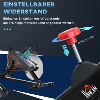 HOMCOM® fitnessfiets thuisfitness hometrainer fitness bike zwart binnen fietsen fietstrainer 102 x 47 x 104 cm(m-6)