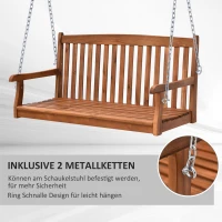 Outsunny Hängebank Gartenschaukel Hollywoodschaukel 2-Sitzer mit Ketten Holz Natur B122 x T61 x H59cm(m-6)