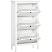 HOMCOM Schuhschrank mit 3 Kippfächern, verstellbare Einlegeböden, 70 cm x 26 cm x 123 cm, Weiß(m-10)