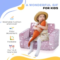 AIYAPLAY 2 in 1 Kids Kids Folding Bed Armchair with Glow in The Dark Cosmic Design, Washable Cushion and Cover, Blue(m-7)