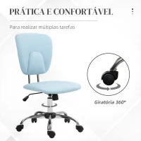 Vinsetto Cadeira de Escritório Giratória de Couro PU com Altura Ajustável e Função Basculante 50x54x87,5-96,5 cm Azul Claro(m-7)