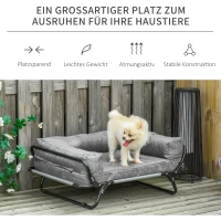PawHut Hundesofa 2 in 1 Haustiersofa und Hundeliege Katzensofa erhöhtes Hundebett Schlafplatz für Katzen Hunde abnehmbar Oxfordstoff Grau 80 x 59 x 36 cm(m-4)