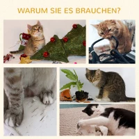 PawHut Kratzbaum mit Laufrad Katzenkiste Kletterbaum für Katzen mit Katzenball Spielzeug Sisal Plüsch Natur 59,5 x 45 x 91 cm(m-6)
