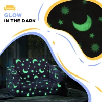 AIYAPLAY 2 in 1 Kids Kids Folding Bed Armchair with Glow in The Dark Cosmic Design, Washable Cushion and Cover, Blue(m-4)