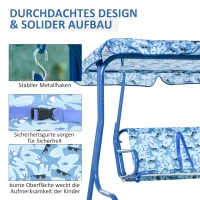 Outsunny Kinder Hollywoodschaukel Kinderschaukel mit Sonnendach 2-Sitzer Gartenschaukel für 3-6 Jahre Metall Blau 110L x 70B x 110H cm(m-7)