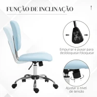 Vinsetto Cadeira de Escritório Giratória de Couro PU com Altura Ajustável e Função Basculante 50x54x87,5-96,5 cm Azul Claro(m-5)