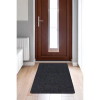 HOMCOM Fußmatte aus Baumwolle waschbar Anthrazit 150 x 50 x 0,45 cm(m-2)