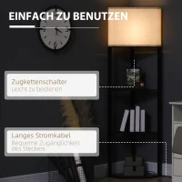 HOMCOM Lampa podłogowa z 3 półkami(m-6)