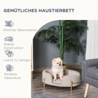 Pawhut Hundesofa Haustiersofa Katzensofa Metallbeinen Rückenlehne Weichem Bezug 64 x 40 x 24 cm Grau(m-7)