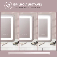 HOMCOM Espelho de Maquilhagem com Luzes Giratório 3 Modos de Iluminação Ajustáveis e Entrada USB 31x3x41,5 cm Branco(m-6)