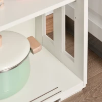 HOMCOM Küchenschrank Sideboard mit 2 Einlegeböden Schiebetüren Kommode verstellbaren Ablagen Aufbewahrungsschrank Kippsicheres Design gute Belüftung MDF Weiß 106,5x33x63 cm(m-8)