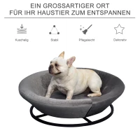 PawHut Hundesofa in Beckenform mit Weichem Bezug, Drehbar Haustiersofa mit Metallbeinen, Hundebett Katzensofa Grau 72x72x21 cm(m-7)