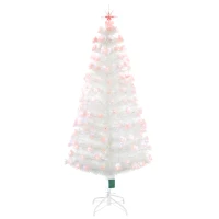 HOMCOM Weihnachtsbaum 1,2 m Christbaum Kunsttanne 130 Zweige mit RGB Led-Leuchten Metallfuß PVC Weiß Ø45 x 120H cm(m-10)