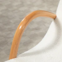 HOMCOM Poltrona Baloiço Moderna Estofada em Lã com Apoio para os Braços e Pés de Madeira 60x93x86 cm Branco e Madeira(m-8)
