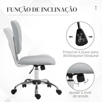 Vinsetto Cadeira de Escritório Giratória de Couro PU com Altura Ajustável e Função Basculante 50x54x87,5-96,5 cm Cinza Claro(m-5)
