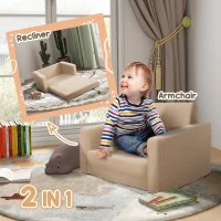 AIYAPLAY 2 in 1 Kids Armchair, Foldable Recliner for 1.5-3 Years Old, Khaki(m-4)