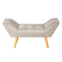 HOMCOM Polsterbank Sitzbank Schuhbank Pianobank Bettbank für Schlafzimmer Wohnzimmer, Leinen+Holz, Beige, 117x46x55cm(m-9)