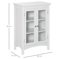 HOMCOM Küchenschrank Sideboard Kommode Aufbewahrungsschrank mit Glastür und verstellbarer Einlegeböden Esszimmer Wohnzimmer MDF Weiß 60 x 35 x 90 cm(m-3)