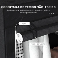 HOMCOM Roupeiro de Tecido Dobrável com 6 Prateleiras e 1 Barra de Pendurar para Dormitório Vestidor 103x43x162,5 cm Preto(m-5)