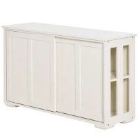 HOMCOM Küchenschrank Sideboard mit 2 Einlegeböden Schiebetüren Kommode verstellbaren Ablagen Aufbewahrungsschrank Kippsicheres Design gute Belüftung MDF Weiß 106,5x33x63 cm(m-10)