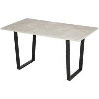 HOMCOM Esstisch Beistelltisch mit Kufengestell modern Küchentisch im Zementoptik Beton Esszimmertisch Tisch Hellgrau 140 x 80 x 76 cm(m-8)