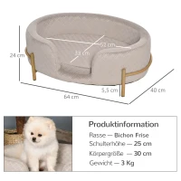 Pawhut Hundesofa Haustiersofa Katzensofa Metallbeinen Rückenlehne Weichem Bezug 64 x 40 x 24 cm Grau(m-3)