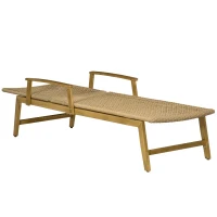 Outsunny Gartenliege, 3-stufig verstellbare Rücklehne, dekorative Rattanoptik, Aluminiumrahmen, 70 x 195 x 54 cm(m-10)