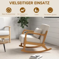 HOMCOM Fauteuil Relaxfauteuil, afneembare poten, inclusief kussen, 75 cm x 68 cm x 78 cm, Beige(m-4)