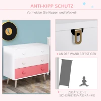 HOMCOM Kinderzimmer Schrank mit 3 Schubladen, Kinderschrank, Kommode, Aufbewahrung, Kiefernholz, MDF, Rosa, 90 x 42 x 80 cm(m-4)