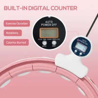 SPORTNOW Smart Weighted Hula Hoop, Massage Hula Ring with 16 Detachable Knots, 360° Auto-Rotating Ball and Digital Counter(m-6)