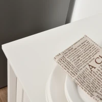 HOMCOM Küchenschrank Sideboard mit 2 Einlegeböden Schiebetüren Kommode verstellbaren Ablagen Aufbewahrungsschrank Kippsicheres Design gute Belüftung MDF Weiß 106,5x33x63 cm(m-9)