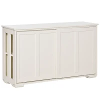HOMCOM Küchenschrank Sideboard mit 2 Einlegeböden Schiebetüren Kommode verstellbaren Ablagen Aufbewahrungsschrank Kippsicheres Design gute Belüftung MDF Weiß 106,5x33x63 cm(m-1)