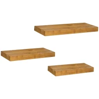 HOMCOM 3er-Set Wandregale, modulares Regalsystem, Kiefernholz, 50 x 18 x 3,6 cm(m-10)