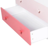 HOMCOM Kinderzimmer Schrank mit 3 Schubladen, Kinderschrank, Kommode, Aufbewahrung, Kiefernholz, MDF, Rosa, 90 x 42 x 80 cm(m-8)